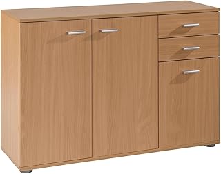 Kommode mit 3 Türen und 2 Schubladen – Buche Dekor – 106 cm breit – Sideboard Mehrzweckschrank