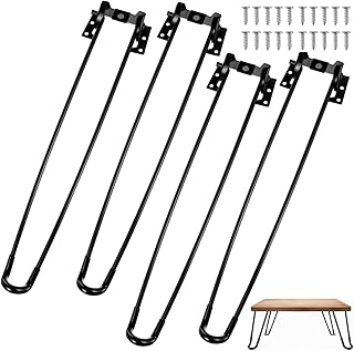 VILLCASE 4 Stück Haarnadel Tischbeine Klappbar 43cm, Metall Tischfüße Schwarz für DIY Couchti…