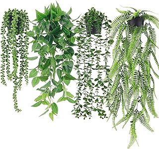 Der Rose 4 Stück Künstliche Pflanzen Hängepflanze Künstlich Kunstpflanze Hängend Fake Eukaly…