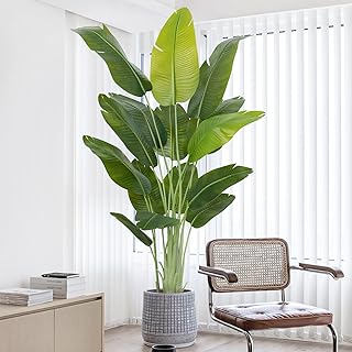 Künstliche Paradiesvogel Pflanze groß 200cm künstliche Tropische Palme mit 15 Blättern perfek…