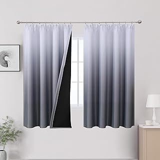 Thermovorhang Kälteschutz Kräuselband Ombre Vorhänge für Schlafzimmer, Lärmreduzierung Gradi…