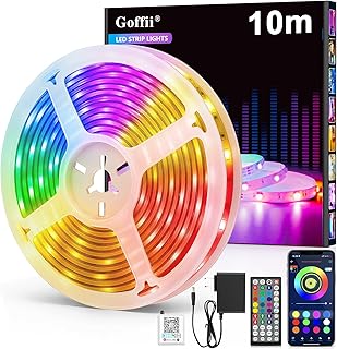LED Strip 10m, LED Streifen Bluetooth RGB Led Band Selbstklebend mit Fernbedienung und APP. Musik…
