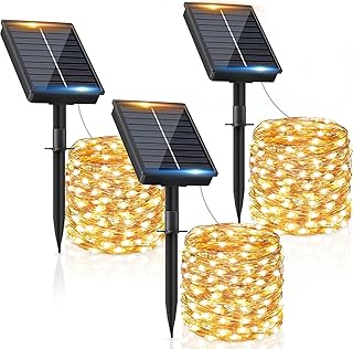 Solar Lichterkette Aussen, 3x12M 120 LED Solarlichterkette Außen Wetterfest 8 Modi IP65 Wasserdi…
