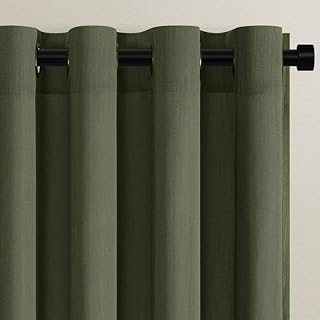 Topfinel Leinen Gardinen Wohnzimmer Gardinen Halbtransparent Voile Vorhänge mit Ösen Hell Vorha…