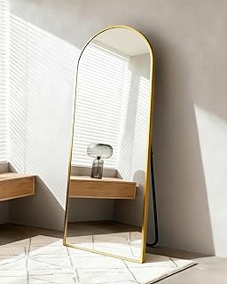 Ganzkörperspiegel 180 x 66 cm – Großer Standspiegel & Wandspiegel mit Aluminiumrahmen, Bogenf…