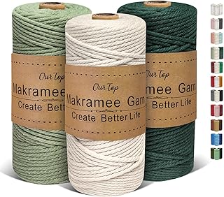 Premium Makramee Garn 3er Set, 3mm x 100m Macrame Cord Makramee Schnur Makramee Kordel, Garn für…