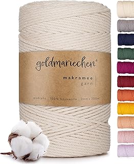 Premium Makramee Garn (Naturell) | 3mm x 200m | 100% Baumwolle | plastikfreie Verpackung | Makram…