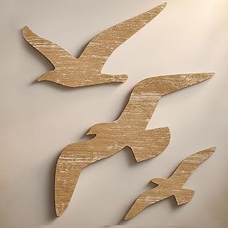 MOAZIFI Maritime Deko, 3 Stück Wand Deko Holz Möwen Set in Verschiedenen Größen, Maritime Wan…