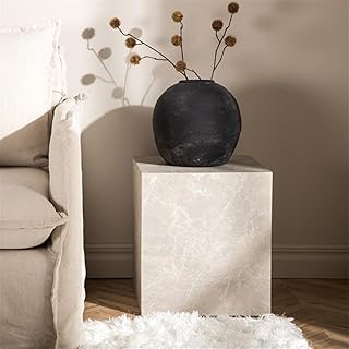 York Sofa Tisch – Marmor Look Couchtisch Beistelltisch Nachttisch 40x40x45 cm (L x B x H) beige
