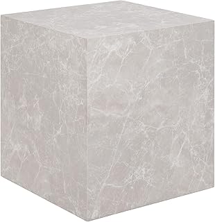Prague Side Table – Side Table, Marble Optik, beige 40x40x45 cm