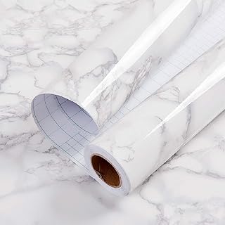 Hode Marmor Folie für Möbel Klebefolie Weiß Küche Marmoroptik, Möbelfolie Wandfolie Selbstkl…