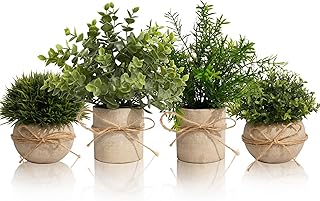 4 Stück Kunstpflanze für Deko Wohnzimmer, Künstliche Pflanzen wie echt Eukalyptus, Fake Plant …
