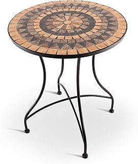 Raburg Mosaiktisch, 60 cm Ø, runder Gartentisch mit Mosaikmuster, Balkon- und Terrassentisch, me…