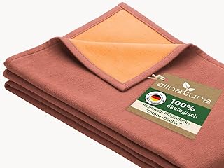 allnatura Flauschige Baumwoll-Plüschdecke Cotona-Double 140×200 cm in Rot, Made in Germany – gro…