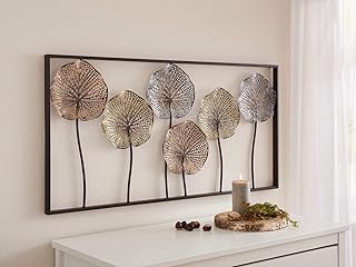 Dekoleidenschaft 3D Wandbild Lotus aus Metall, 100×50 cm, Wandschmuck, Wanddeko, Wandverzierung, …