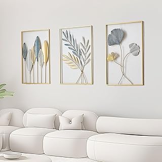 Ysislybin Wanddeko, Gold Metall Moderne Wandornament Heimdekoration 3er Set Metall Wandskulptur H…
