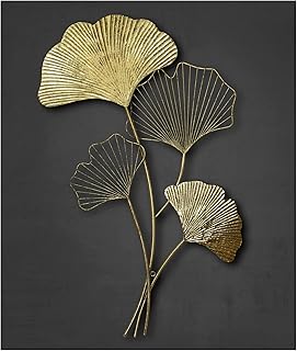 ZEYA Wanddeko Metall Ginkgo, 46 x 75 cm, 3D Deko Wand, Ginkgo Blätter gold, Wandskulptur Metall …