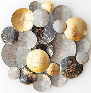 ZEYA Wanddeko Metall Ø30 cm, 3D Wandornament rund, Wandskulptur Metall Gold Schwarz Grau, edles …