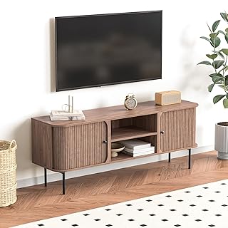 TV Schrank, Lowboard für Fernseher bis zu 65 Zoll, 150x40x58 cm, Fernsehschrank TV Board mit Off…