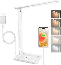 Schreibtischlampe LED Dimmbar Augenschutz,Desk Lamp mit 5 Farben und 5 Helligkeitsstufen,Tischlam…
