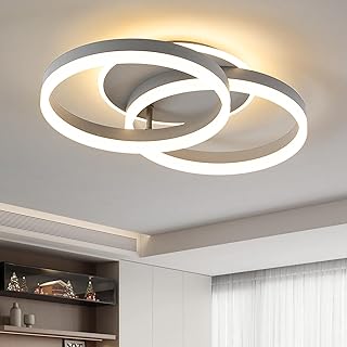 LED Deckenlampe Wohnzimmer 50cm 2-Ringe Design, 36W Deckenleuchte Moderne mit Fernbedienung Dimmb…