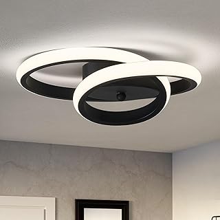 Moderne LED Deckenlampe 24W, Schwarz Deckenleuchte, 4000K Neutralweiß, 30cm Aluminium Deckenleuc…