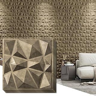 Art3d 3D-Wandpaneele Diamant 33 Stück Hochsteifes PVC 30 x 30 cm Nicht Verformbar Recycelbar Was…