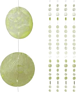 Relaxdays Capiz Girlande 4er Set, für Fenster, Balkon, Tür, Muschelplättchen Vorhang, Dekokett…