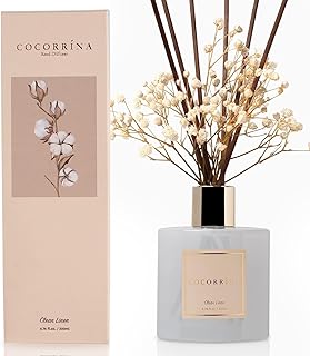 COCORRÍNA Raumduft Reed Diffuser mit 8 Duftstäbchen 200ml- Sauberes Leinen, Natürlich, Langanh…