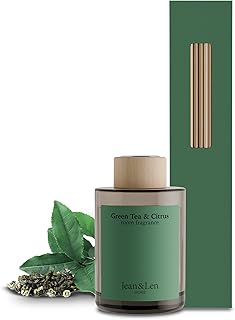 Jean & Len Scented Room Diffusor Green Tea & Citrus, Raumduft mit Rattan-Stäbchen, sorgt 6 Woche…