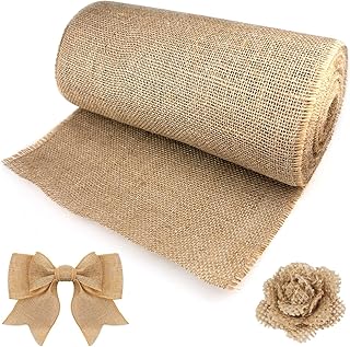 Jute Tischläufer Rolle 30cm x 10m, Natur Leinen-Jutestoff, TischDeko Vintage Zuschneidbar, Strap…