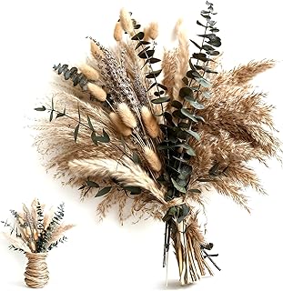 92 Stück Getrocknetes Pampasgras Set,Natürliches Pampasgras Deko mit Hasenschwanz,Schilf & Euka…