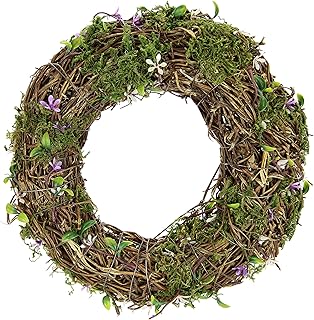 Kranz mit Blätter und Moos Weidenkranz romantische Deko Blumenkranz Rattankranz Dekokranz Kerzen…