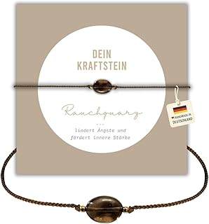 Edelstein Armband Damen, handgefertigt in Deutschland mit Goldperlen, Geschenkkarte und Geschenkv…