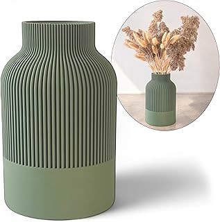 Skandinavische Blumenvase 20 cm – Unzerbrechliche Deko-Vase mit 3D-Struktur, Moderne Massive Va…