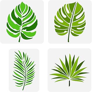 FINGERINSPIRE 4 Stk Tropical Leaf Schablonen 2 Größen Farnblatt Schablonen, Plastik Palmblatt M…