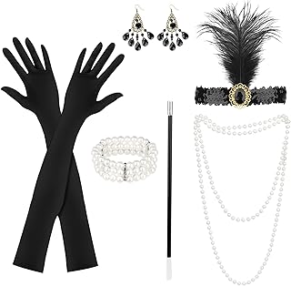 6 Teiliges 20er Jahre Accessoires, 1920 Zubehör Set, Great Gatsby Party Kostüme Damen mit Flapp…