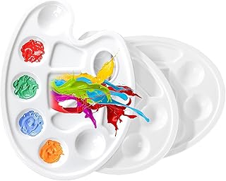Mischpalette mit Griffloch und 10 Mischfeldern, 3 Stück Universalpalette für DIY Kunst Malerei