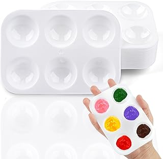 20 Stück Mischpalette, 6 Gitter Mischen Mischen, Rechteckige Weiß Malpalette 8.8 x 12.5cm, Kuns…