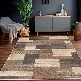Moderne Geometrische Patchwork Indoor Wohnzimmer Teppich, Beige 160×230 cm Große Teppiche Rockwo…