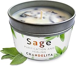 Aroma-Kerze aus reinem Salbei für Segen und Energie im Haus, Salbeiblätter, mit Sojawachs zur R…