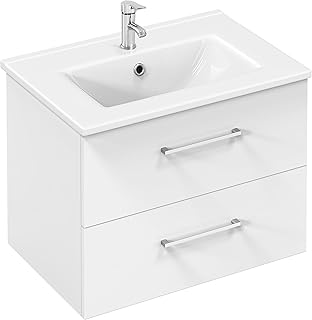 Yaheetech Waschbeckenunterschrank Hängender Badezimmerschrank mit Waschbecken Badmöbel Set 2-te…