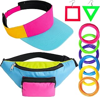 80er 90er Jahre Outfit Set, Hip Hop Kostüm Set Enthält Gürteltasche, Armband, Sonnenschirmmüt…