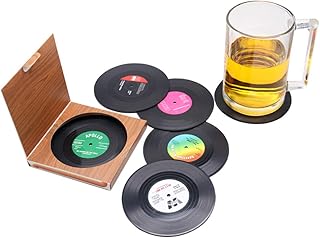 6 Retro Vinyl LP Schallplatten Stil Untersetzer Tasse Matte Rutschfeste Isolierte Kaffee Getränk…