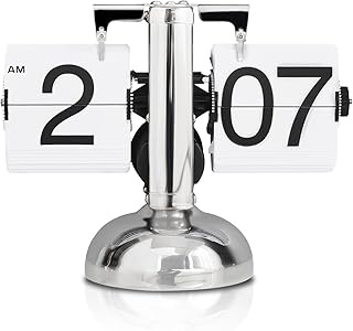 Flip-Schreibtischuhr, Retro-Digital-Flip-Down-Uhr, Retro-Flip-Uhr, Automatisches Drehen Retro-Min…