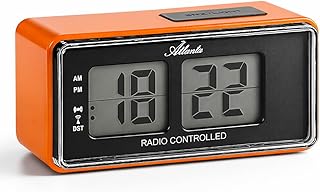 Atlanta Digitalwecker LCD Funkwecker Snooze Licht Retro Design Orange Lautlos Ohne Ticken – 1881-12