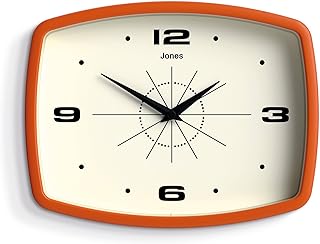 Jones Clocks® Movie wanduhr | Retro rechteckige uhr | 25 cm | Orange | Cooler designer-look im m…