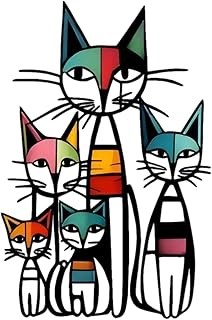 Eachave Katze Wanddeko aus Metall – Bunte Retro Wandkunst 27×40 cm – Mit Schrauben & Doppe…