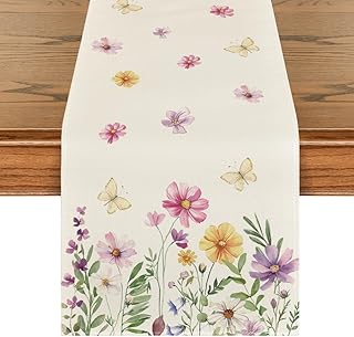 Artoid Mode Blumen Schmetterling Frühling Tischläufer, Saisonnal Sommer Küche Tisch Dekoration…