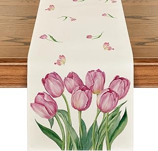 Artoid Mode Eukalyptus Tulpen Blumenvase Frühling Tischläufer, Sommer Saisonnal Küche Tisch De…